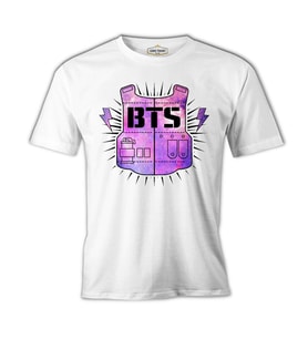 BTS - Logo 3 Beyaz Erkek Tshirt