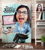 BK Gift Kişiye Özel Bayan Genel Müdür Karikatür Kanvas Tablo 70x100cm 1