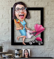 BK Gift Kişiye Özel Ev Hanımı Karikatürlü 3D Ahşap Tablo-1
