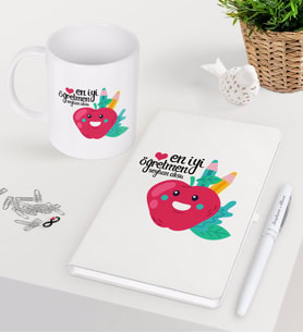 BK Gift Kişiye Özel En İyi Öğretmen Beyaz Defter Kalem Kupa Seti-11 (Model 1)