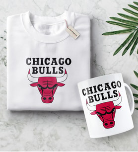 NBA Chicago Bulls Beyaz Tişört ve Kupa Seti (Model 1)