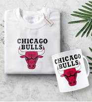 NBA Chicago Bulls Beyaz Tişört ve Kupa Seti (Model 1)