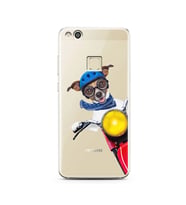 Motorcu Köpek Tasarımlı Süper Şeffaf Silikon Telefon Kılıfı Huawei P10 Lite   