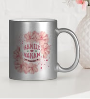 BK Gift Kişiye Özel Sevgililer Günü Temalı Gümüş Yaldızlı Kupa Bardak  8