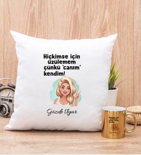 Canım Kendim Yastık ve Gold Kupa Bardak