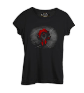 World of Warcraft - Horde Logo Siyah Kadın Tshirt