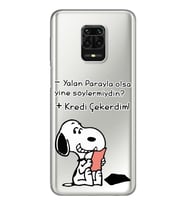 Snoopy Tasarımlı Süper Şeffaf Silikon Telefon Kılıfı Xiomai Redmi Note 9 Pro - N