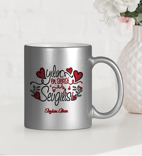 BK Gift Kişiye Özel Yılın En Seksi Sevgilisi Gümüş Yaldızlı Kupa Bardak