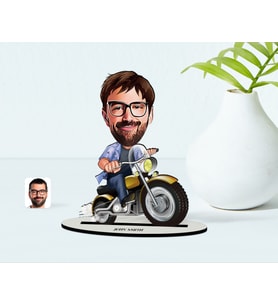 BK Gift Kişiye Özel Bay Motorcu Karikatür Ahşap Biblo  1