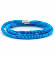 ÜÇ SIRA SARMA METAL MIKNATIS MAVİ  ÖRGÜ İP ERKEK BİLEKLİK BT584