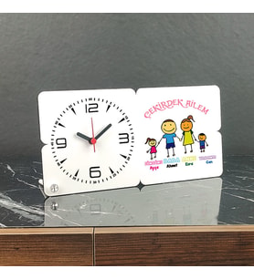Çekirdek Aile Ahşap Masa Saati