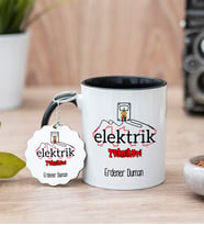 Elektrik Teknikeri Siyah Kupa Bardak Ve Anahtarlık Set