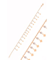 Söğütlü Silver Gümüş rose zirkon taşlı çift sıra dilim pullu halhal