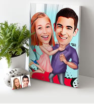 BK Gift Kişiye Özel Sevgililer Karikatür Kanvas Tablo 30x50cm  3