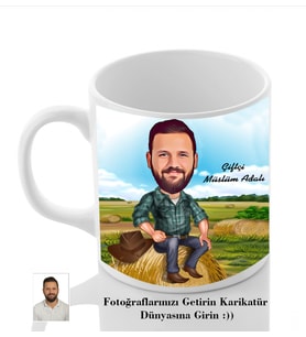 Kişiye Özel İsimli Çiftçi Karikatür Beyaz Kupa