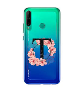 Pembe Çiçekli Harf Tasarım Süper Şeffaf Silikon Telefon Kılıfı Huawei P40 Lite E