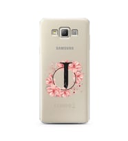 Pembe Çiçekli Harf Tasarım Süper Şeffaf Silikon Telefon Kılıfı Samsung A7 (2015)