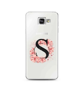 Pembe Çiçekli Harf Tasarım Süper Şeffaf Silikon Telefon Kılıfı Samsung A3 (2016)