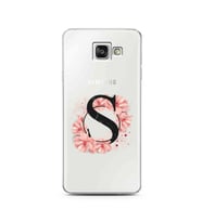 Pembe Çiçekli Harf Tasarım Süper Şeffaf Silikon Telefon Kılıfı Samsung A3 (2016)
