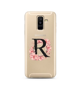 Pembe Çiçekli Harf Tasarım Süper Şeffaf Silikon Telefon Kılıfı Samsung A6 Plus R