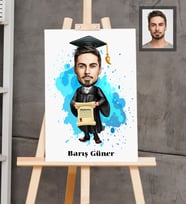Kişiye Özel Mezuniyet Karikatürlü  Ahşap Tablo 30x47 Bay-2