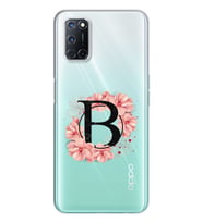 Pembe Çiçekli Harf Tasarım Süper Şeffaf Silikon Telefon Kılıfı Oppo A52-A72 B-Ha