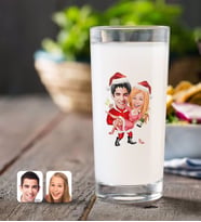 BK Gift Kişiye Özel Sevgililer Yeni Yıl Karikatürlü Rakı Bardağı-2 (Beyaz)