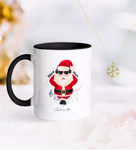 BK Gift Kişiye Özel Noel Baba Siyah Kupa ve Kar Tanesi Kolye-1 (Model 1)