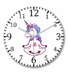 Unicorn Yoga Duvar Saati Bombeli Gercek Cam