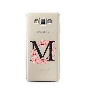 Pembe Çiçekli Harf Tasarım Süper Şeffaf Silikon Telefon Kılıfı Samsung A7 (2015)