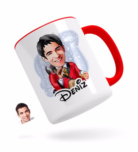 BK Gift Kişiye Özel Erkek Patron Karikatürlü Kırmızı Kupa Bardak-2