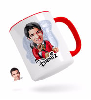 BK Gift Kişiye Özel Erkek Patron Karikatürlü Kırmızı Kupa Bardak-2