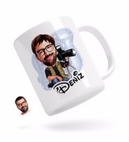 BK Gift Kişiye Özel Erkek Profesyonel Fotoğrafçı Karikatürlü Beyaz Kupa Bardak-1
