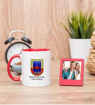 Jandarma Amblemli Kırmızı Kupa Bardak ve Kırmızı Mini Fotoğraf Çerçevesi