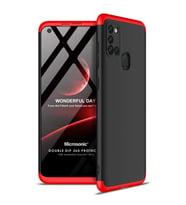 Microsonic Samsung Galaxy A21s Kılıf Double Dip 360 Protective Siyah Kırmızı