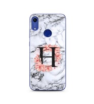 Mermer Çiçekli Harf Tasarım Süper Şeffaf Silikon Telefon Kılıfı Huawei Honor 8A 