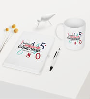 BK Gift Kişiye Özel İlköğretim Matematik Öğretmeni Temalı Beyaz Defter Kalem Kupa Seti - 1