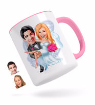 BK Gift Kişiye Özel Evleniyoruz Karikatürlü Pembe Kupa Bardak-9