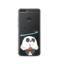 Panda Tasarımlı Süper Şeffaf Silikon Telefon Kılıfı Huawei P Smart 
