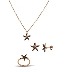 Deniz Yıldızı Gümüş Set İnlove Gümüş Kolye Set Takı (Rose)