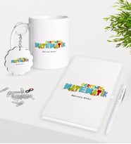 BK Gift Kişiye Özel Matematik Öğretmeni Kupa Anahtarlık Beyaz Defter Kalem Hediye Seti-2 (Model 1)