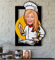 BK Gift Kişiye Özel Bayan Chef Karikatürlü 3D Ahşap Tablo-12