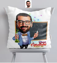 BK Gift Kişiye Özel Bay Kimya Öğretmeni Karikatürlü  Yastık