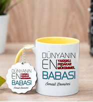 Dünyanın En İyi Babası Sarı Kupa Ve Anahtarlık Set