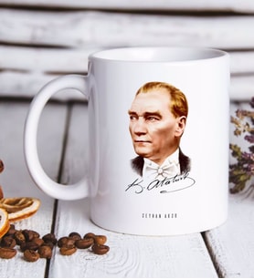 BK Gift Kişiye Özel Atatürk Temalı Beyaz Kupa Bardak-15