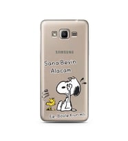 Snoopy Tasarımlı Süper Şeffaf Silikon Telefon Kılıfı Samsung J2 Prime