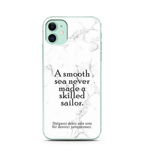 Iphone 11 Beyaz Mermer Söz Tasarımlı Telefon Kılıfı