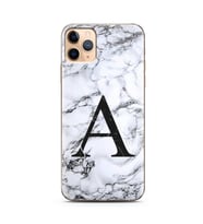Iphone 11 Pro Max Beyaz Mermer Harf Tasarımlı Telefon Kılıfı A-Harfi 