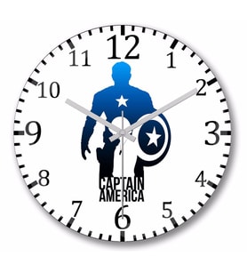 The Avengers Captain America Duvar Saati Bombeli Gercek Cam