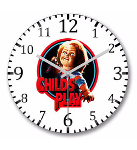 Child's  Play Chucky Duvar Saati Bombeli Gercek Cam